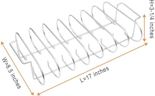 BBQ Rib Racks for Smoker and Grilling Roasting Rack 100% 304 Stainless Steel Food Grade,Holds 7 Ribs Rack for Grilling & Barbecuing for Large&XLarge Big Green Egg,Kamado Joe Classic,Big Joe - Image 2