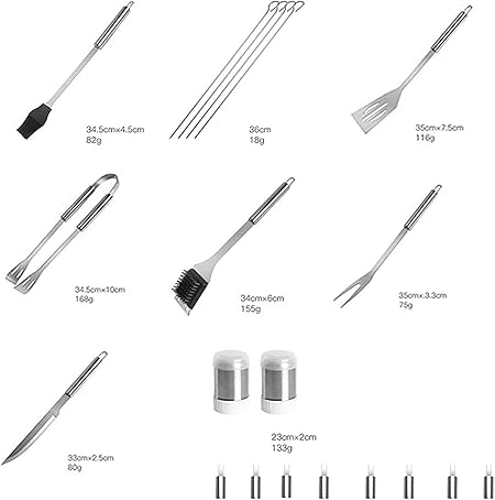 20 PCS BBQ Grill Tools Set, Stainless Steel Complete Grilling Accessories, Heavy Duty BBQ Accessories with Storage Case, for Camping, Traveling 2 20 PCS BBQ Grill Tools Set, Stainless Steel Complete Grilling Accessories, Heavy Duty BBQ Accessories with Storage Case, for Camping, Traveling - Image 2