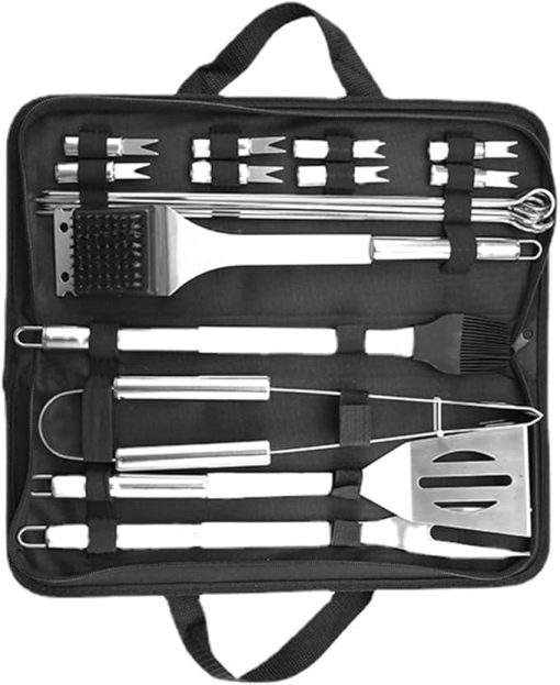 BBQ Stainless-Steel Grilling Utensil Tools Set, Grill Accessories Gift for Professional Barbecue with Storage Bag