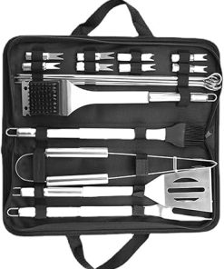 BBQ Stainless-Steel Grilling Utensil Tools Set, Grill Accessories Gift for Professional Barbecue with Storage Bag