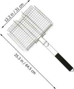 1pc Portable Barbecue Grill Rack Folding Fish Tool for Outdoor Bbq Mesh Clamp for Camping and Picnics – Design 2
