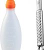 Gourmet Easy BBQ Pro Kit - Meat Tenderizer Stainless Steel - Meat Hammer + Basting Brush All-in-1 with Sauce Bottle - BBQ Accessories (Orange)