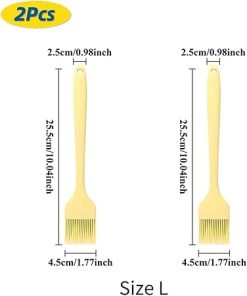 BBQ 2Pcs Barbeque Brush Cooking BBQ Heat Resistant Oil Brushes Kitchen Supplies Bar Cake Baking Tools Utensil Accessories(L 2pcs Yellow) 2
