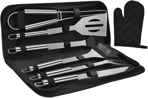 BESPORTBLE Grill Accessory Kit 7pcs BBQ Tools Set Stainless Steel Barbecue Grill Set Food Clamp Outdoor Cooking Tools