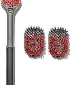 OXO Good Grips Nylon Grill Brush for Cleaning Cold Grill Grates with 2 Replacement Head, Red