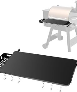 Smoker Grill Accessories - Folding Shelf for Traeger Pro 22, Pro 575, Ironwood 650, Pellet Grill Accessories for Traeger Pellet Grills, All Steel Folding Shelves for Traeger 575 & 22, Black, 25" x 12"