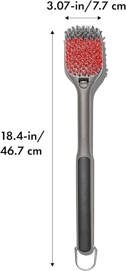 OXO Good Grips Nylon Grill Brush for Cleaning Cold Grill Grates with 2 Replacement Head, Red 2 OXO Good Grips Nylon Grill Brush for Cleaning Cold Grill Grates with 2 Replacement Head, Red - Image 2