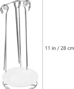 3 Sets Roast rack standing skewers for grilling camping accessories spoon holder barbecue skewer stand hanging rack kabobs skewers Bracket BBQ Hanging Rack detachable 2