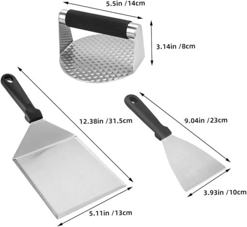 GANAZONO Grill Master's Tool Kit Stainless Steel Burger Press Spatula Basting Brush Cooking Tools for Outdoor Grill BBQ - Image 2