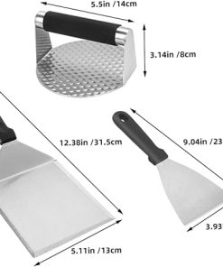 Stainless Steel BBQ Tool Set Burger Press Spatula Basting Brush for Outdoor Grilling Kitchen Use 2