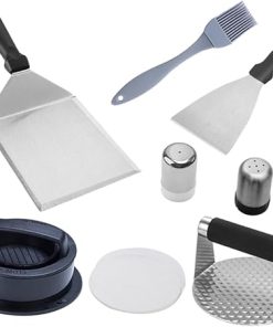 BESPORTBLE BBQ Accessories Kit 4-Piece Set Burger Press Spatula Basting Brush Oil Brush for Cooking Baking