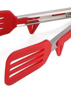 TEMKIN 1pc Heat Resistant Kitchen Food Tongs Silicone Stainless Steel S Bread Tongs Serving Tongs BBQ Tools Accessories Tongs