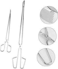 2Pcs Long Handle Charcoal Clip Household Bbq Tongs for Outdoor Grilling Ergonomic Charcoal Tweezer for Easy Handling for Barbecues and Cooking Events 2