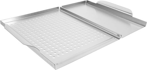 Sturdy Handle BBQ Grill Plate 2-in-1 Draining Vegetable Grilling for Versatile Use