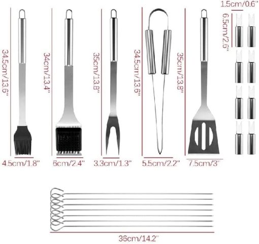 20PCS Camping BBQ Grill Accessories Kit Stainless Steel BBQ Tools for Christmas Birthday Presents - Grill Utensils Set Ideal Grilling Gifts for Men Dad Women - Image 2