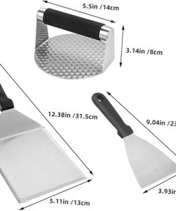 Totority Stainless Steel Burger Press Set Grill Tools Cooking Brush Oil Paper Spatula for Outdoor BBQ Camping 2