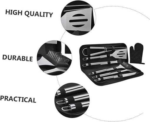 BBQ Accessories for Grilling 7pc Stainless Steel Grill Tools Set Food Clip Clamp Portable Barbecue Kit Outdoor Cooking Tools - Image 2