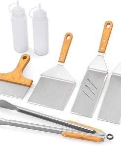 Stainless Steel Frying Shovel Cooking Shovel Clip Steak Iron Plate Barbecue Tool Set 2