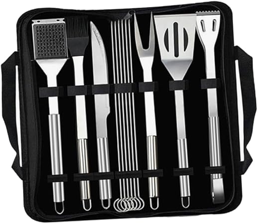 ABOOFAN 12Pcs Stainless Steel Tools Set with Carry Bag Essential Grill Accessories for Outdoor Cooking for Picnic and Camping Black ABOOFAN 12Pcs Stainless Steel Tools Set with Carry Bag Essential Grill Accessories for Outdoor Cooking for Picnic and Camping Black