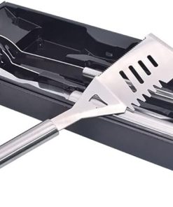 Grill Tool Set, Generic BBQ Tool Set 3pc Grill Accessories with Spatula, Fork, Clamp - Gifts for Dad Durable, Stainless Steel Grill Tools