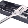 BBQ Tool Set 3-Piece Grill Accessories with Spatula, Fork, Clamp， Stainless Steel Grill Tools, for Dad