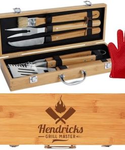 Personalized BBQ Grill Set for Men - Custom Engraved, 10 pcs
