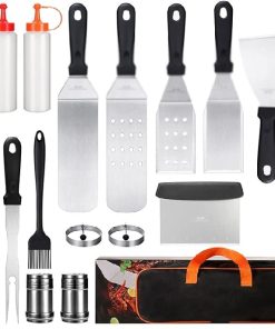MaGiLL 16 Pack Dry Pot BBQ Tools BBQ Spatula Tongs Brush Flat Top BBQ Accessory Kit for Teppanyaki and Camping
