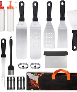 MaGiLL 16 Pack Dry Pot BBQ Tools BBQ Spatula Tongs Brush Flat Top BBQ Accessory Kit for Teppanyaki and Camping