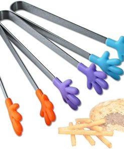 Hand Shape Removable Food Tong Non-Slip Stainless Steel Handle Tongs BBQ Clips Kitchen Tools Accessories(Orange)