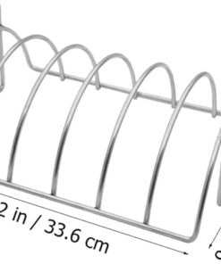 Kisangel Rib Roasting Shelf for BBQ Stainless Steel Grill Accessory Steak Grilling Rack Rib Holder Non-Stick Surface Even Heat Distribution 2
