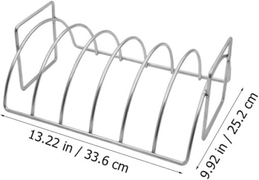 Kisangel Rib Roasting Shelf for BBQ Stainless Steel Grill Accessory Steak Grilling Rack Rib Holder Non-Stick Surface Even Heat Distribution - Image 2