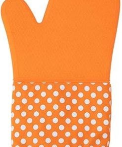 Heat Resistant Gloves Cooking BBQ Kitchen Microwave Gloves Oven Gloves Household Heat Resistant Gloves Single(Orange)