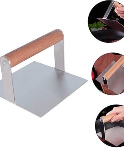 Milisten 2 Pcs Square Flat Meat Press Burger Presser Meat Tenderizer Kitchen Tool Stainless Steel Non-Burger Smasher Easy Baking Grilling 2