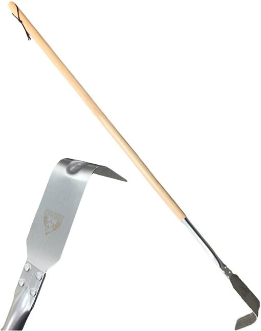 Pizza Oven Ash Rake Hook Scraper, Stainless Charcoal Rake Pizza Oven Accessories, 50 Inch Long Handle, Pizza Oven Tools, Charcoal Rake for Grill