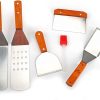 BBQ Accessories, Flat Griddle Accessories Grill Spatula Set with Scraper, Long/Short Spatulas Outdoor BBQ Tool,6-Piece