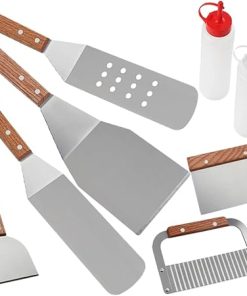 8pc Heavy Duty Stainless Steel BBQ Spatula Set Grill Accessory Outdoor Tools for Grilling Accessories Kit