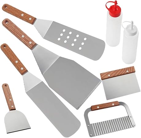 8pc Heavy Duty Stainless Steel BBQ Spatula Set Grill Accessory Outdoor Tools for Grilling Accessories Kit 8pc Heavy Duty Stainless Steel BBQ Spatula Set Grill Accessory Outdoor Tools for Grilling Accessories Kit