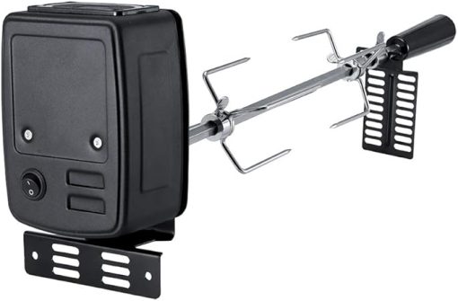 Stainless Steel Rotisserie Kit, BBQ Grilling Accessories Spit Rod Meat Forks with Electric Motor for Outdoor Camping Barbecue