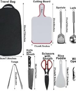 9PCS BBQ Grill Tools Set with Extra Thick Stainless Steel Spatula, Fork, Complete Barbecue Accessories Kit with Portable Bag – Perfect Grill Gifts for Men 2
