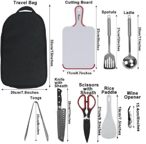 9PCS BBQ Grill Tools Set with Extra Thick Stainless Steel Spatula, Fork, Complete Barbecue Accessories Kit with Portable Bag - Perfect Grill Gifts for Men - Image 2