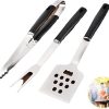 Happyyami Stainless Steel Barbecue Fork Rotating Chicken Wing Rack Grilling Tool Holder Flat Grill Accessory Kitchen Gadget Metal Grill Forks 4