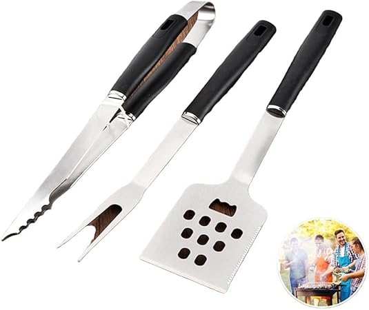 3 PCS Stainless Steel BBQ Grill Tool Set, Fork, Spatula, Tongs, Ideal Grilling Accessories, for Men, Dad, Silver 3 PCS Stainless Steel BBQ Grill Tool Set, Fork, Spatula, Tongs, Ideal Grilling Accessories, for Men, Dad, Silver