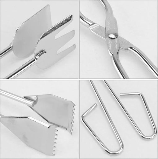 2Pcs Extended Charcoal Clamp Heavy Duty Tongs Sturdy Firewood Tong for Outdoor Grilling Long Handle Grill Accessory for Charcoal and Firewood - Image 2