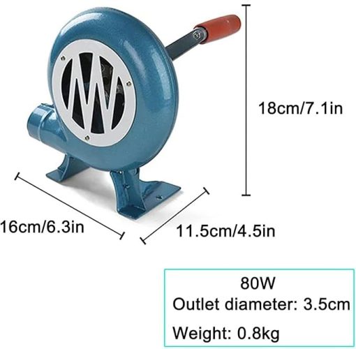 Hand Crank Blacksmith Forge Blower - Iron Gear Popcorn Fan Manual Fan, Starter Flame Exciter with Hand Crank Tool, Outdoor Cooking Barbecue Fire Bellows, for Picnic Camping Stove Accessories(120W) - Image 2