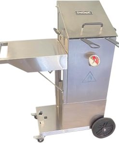 Bayou Classic 700-704 4-gal Stainless Bayou Fryer with Cart Includes 2 Stainless Mesh Baskets Fry Thermometer Drain Valve High Pressure Regulator w/ 48-in Stainless Braided LPG Hose
