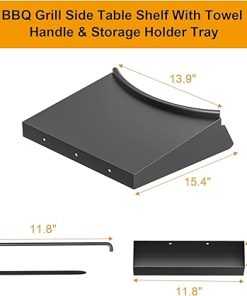 Grill Table Shelf for Weber 22 Inches Kettle Master Touch/Original Kettle Charcoal Grills with Silicone Mat,BBQ Grill Side Table Accessories for Weber 22″ Kettle Charcoal Grill 2