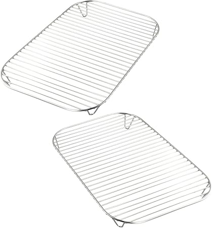 2Pcs Grill Rack Stainless Steel Cooking Steaming Racks Tray Air Fryer Accessories Baking Pan BBQ Gril Roasting Rack Kitchen Tool(2pcs) 2Pcs Grill Rack Stainless Steel Cooking Steaming Racks Tray Air Fryer Accessories Baking Pan BBQ Gril Roasting Rack Kitchen Tool(2pcs)