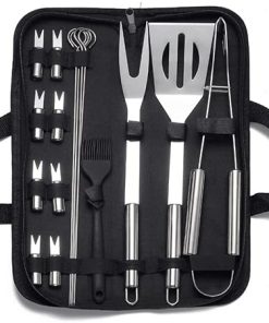 Grilling Accessories Kit BBQ Grill Tools Set, 16PCS Stainless Steel Grill Tools Set with Carry Bag, Barbecue Tools, Utensils for Outdoor Camping