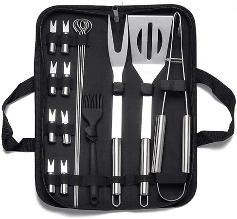Grilling Accessories Kit BBQ Grill Tools Set, 16PCS Stainless Steel Grill Tools Set with Carry Bag, Barbecue Tools, Utensils for Outdoor Camping Grilling Accessories Kit BBQ Grill Tools Set, 16PCS Stainless Steel Grill Tools Set with Carry Bag, Barbecue Tools, Utensils for Outdoor Camping