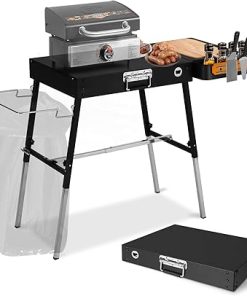 Outdoor Folding Grill Table, Blackstone Griddle Stand Sturdy and Durable, Griddle Accessories with Trash Holder, Camping Table for Blackstone Griddles, Ninja Grill, Pizza Oven ect